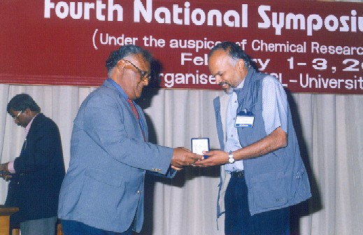 RK with Prof. CNR Rao at pune in 2002 receiving CRSI Bronze medal