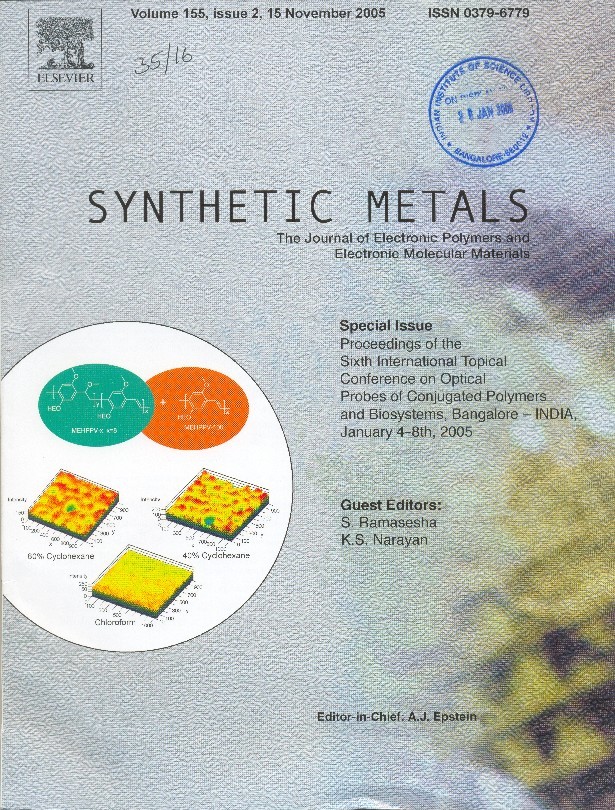 Our work on MEHPPV-x blends on synthetic metals cover page
